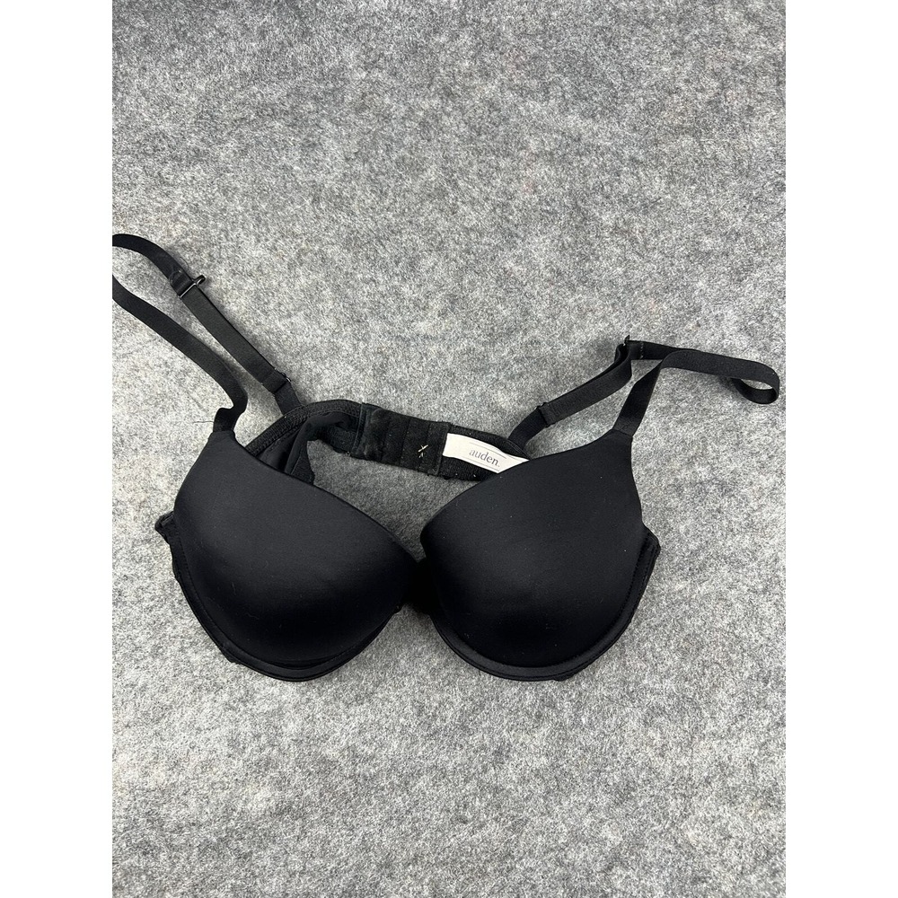 Auden Womens Black Lace Back Everyday Push-Up Underwire Bra 34C